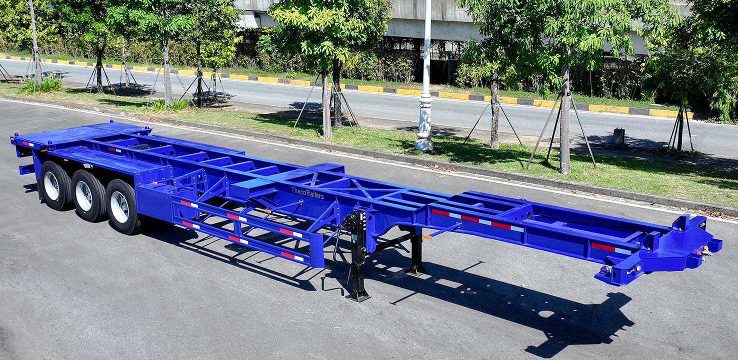 Sơ mi rơ moóc Xương cổ cò Thaco Trailers 45′ 3 trục 6 khóa (14,3m)